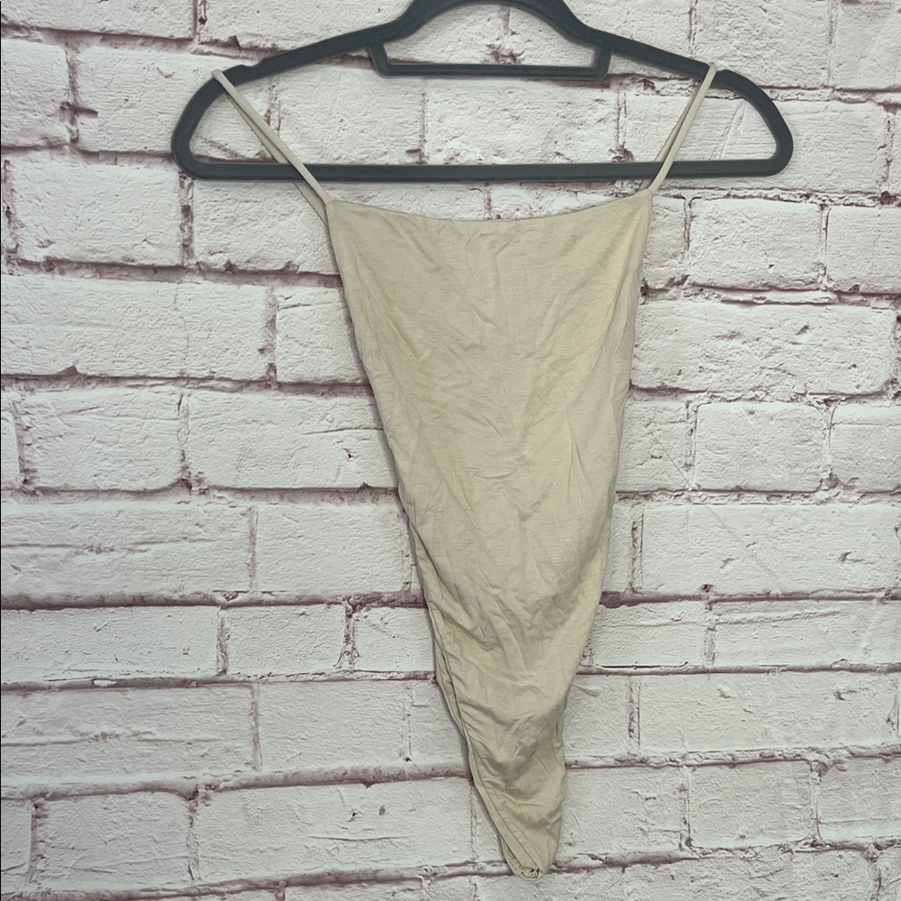 Dna Solid String Back Bodysuit In Beige Like New … - image 3